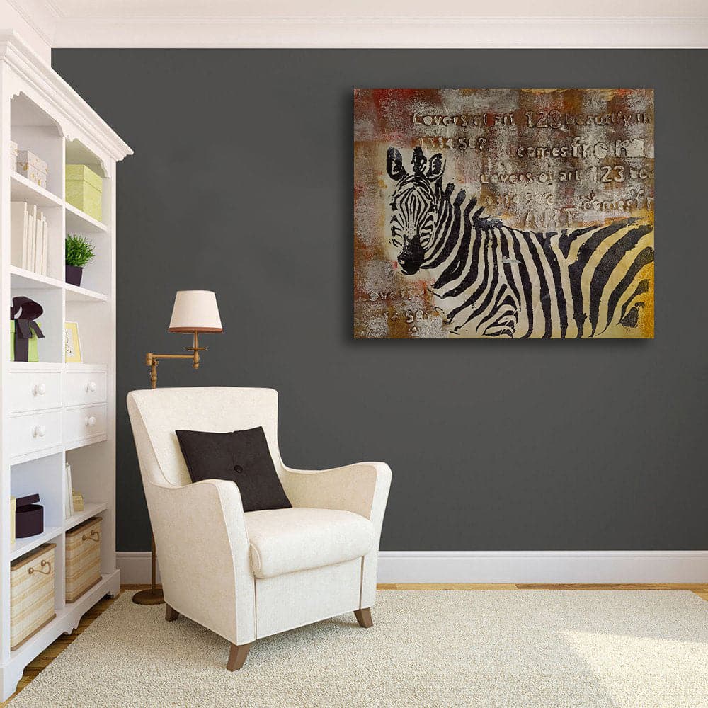 Pine Stretched  Framed 1 Panel - Zebra