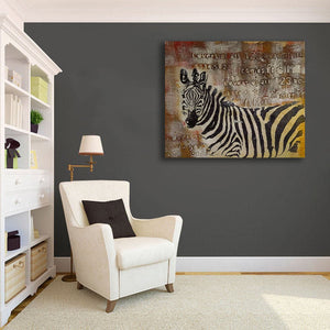 Pine Stretched  Framed 1 Panel - Zebra
