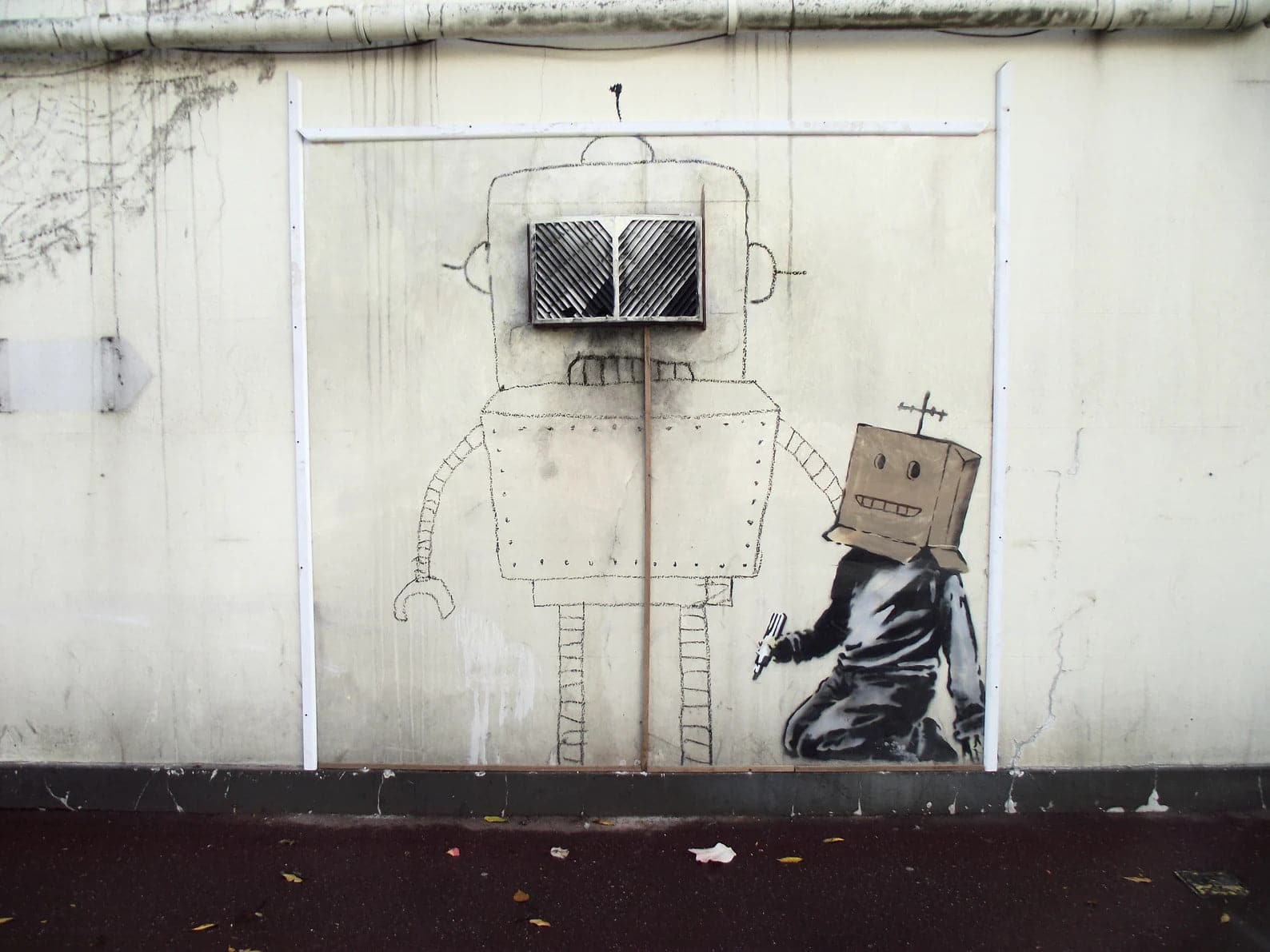 Framed 1 Panel - Banksy - Torquay-Robot