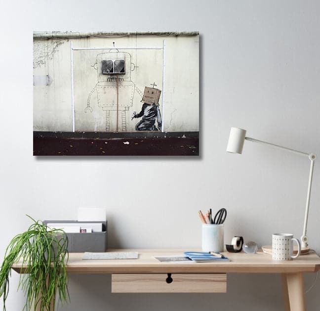 Framed 1 Panel - Banksy - Torquay-Robot