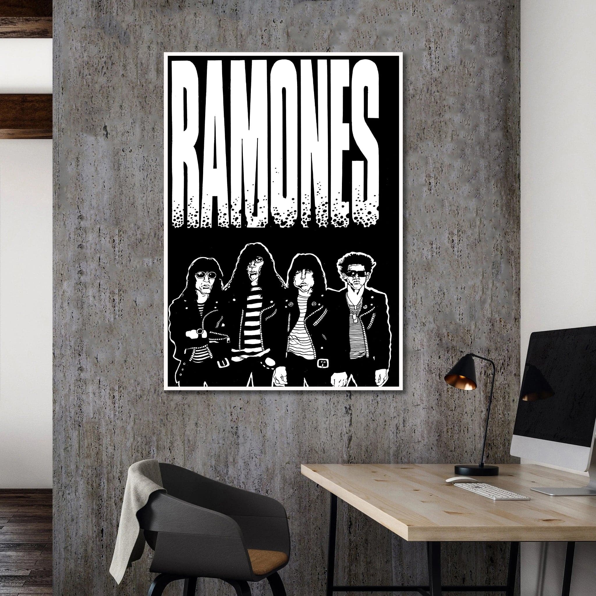 Pine Stretched  Framed 1 Panel - The-Ramones-Black