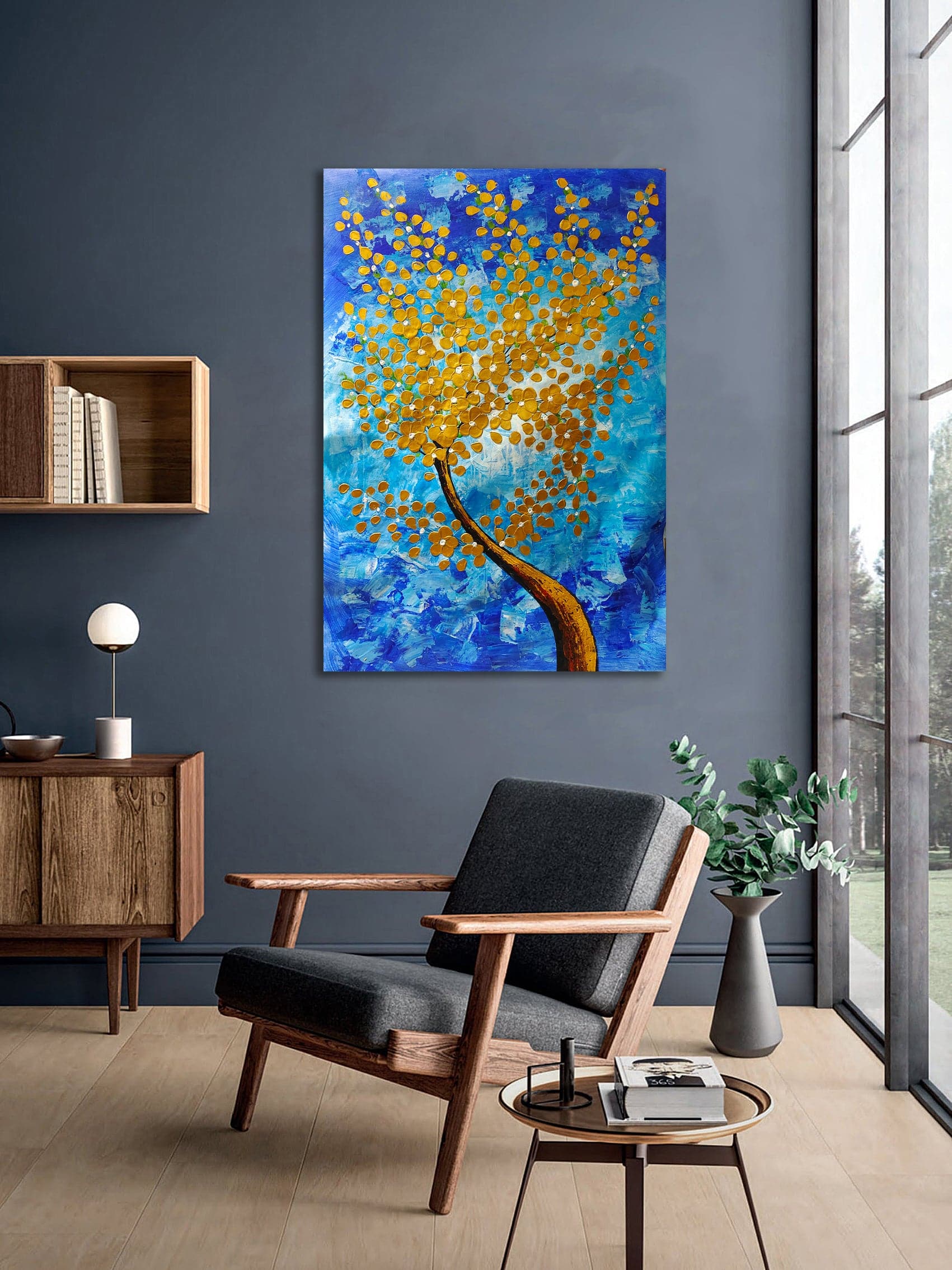 Pine Stretched  Framed 1 Panel - Golden Tree