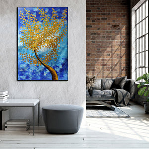 Pine Stretched  Framed 1 Panel - Golden Tree