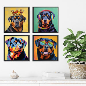 Framed 4 Panels - Rottweiler