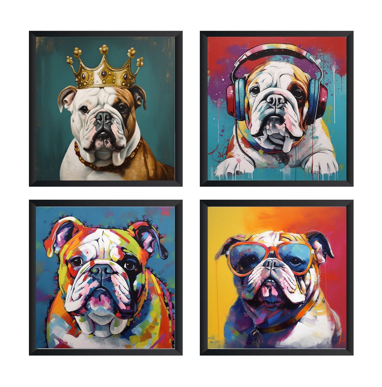 Framed 4 Panels - Bulldog