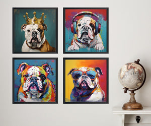 Framed 4 Panels - Bulldog