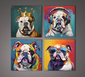 Framed 4 Panels - Bulldog