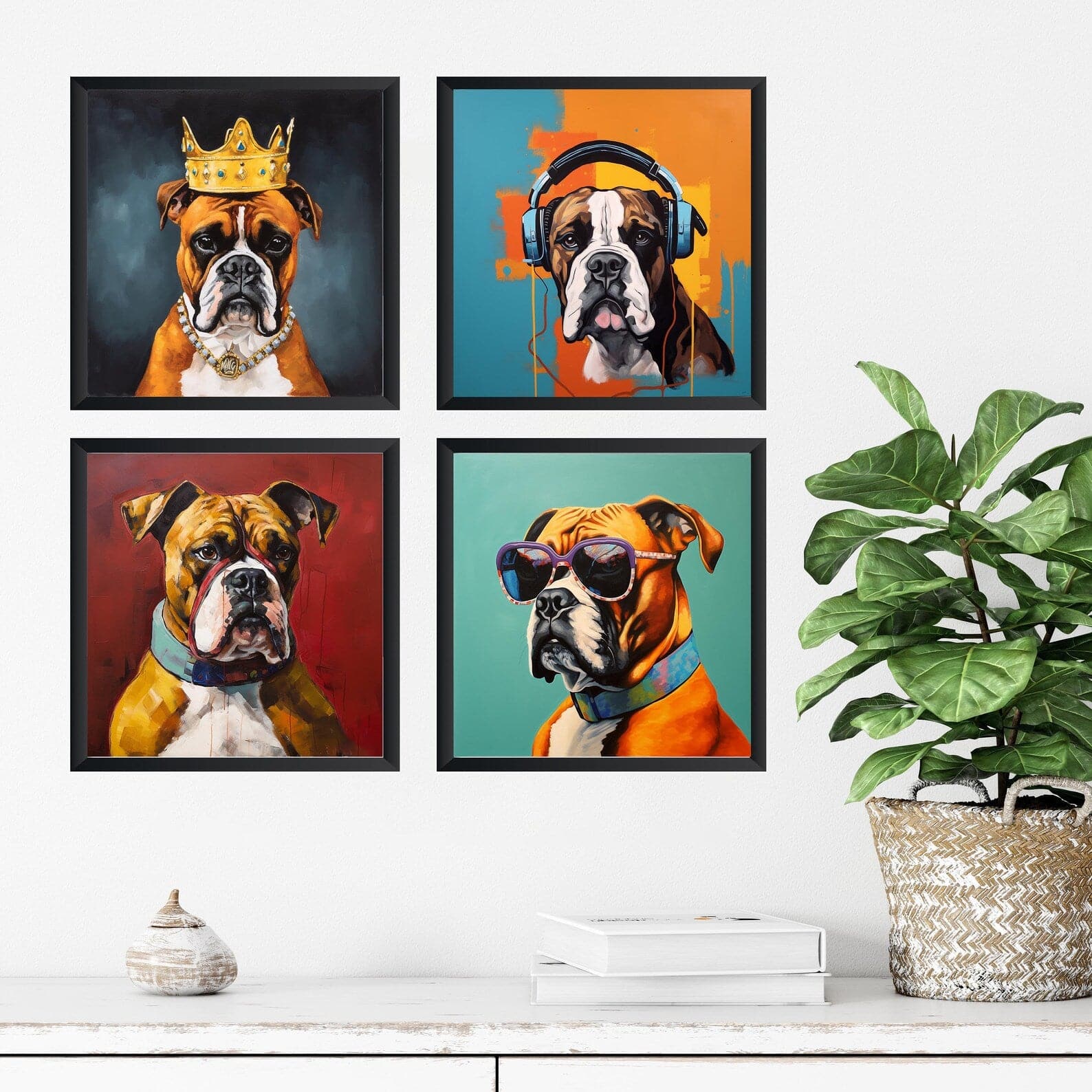 Pine Stretched  Framed 4 Panels - Boxer