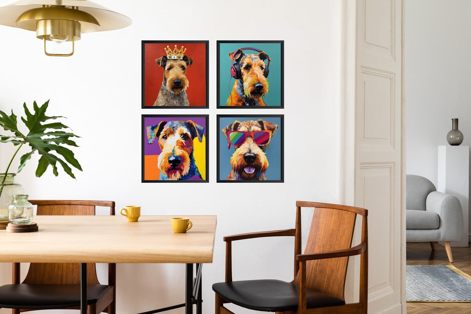 Framed 4 Panels - Airedale Terrier