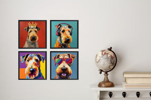 Framed 4 Panels - Airedale Terrier