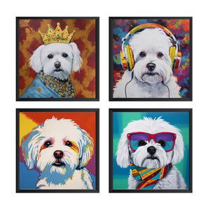 Framed 4 Panels - Maltese