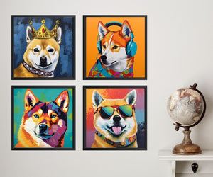 Framed 4 Panels - Shiba Inu