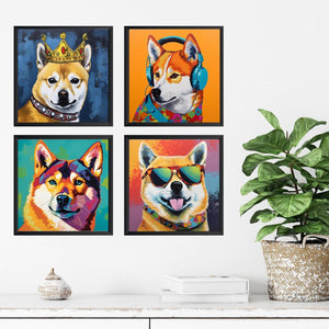 Framed 4 Panels - Shiba Inu