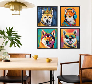 Framed 4 Panels - Shiba Inu