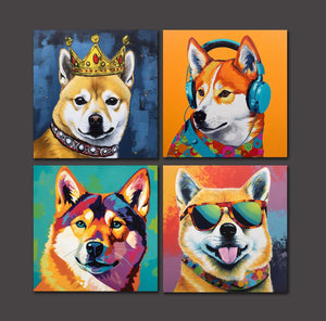 Framed 4 Panels - Shiba Inu