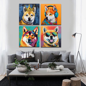 Framed 4 Panels - Shiba Inu