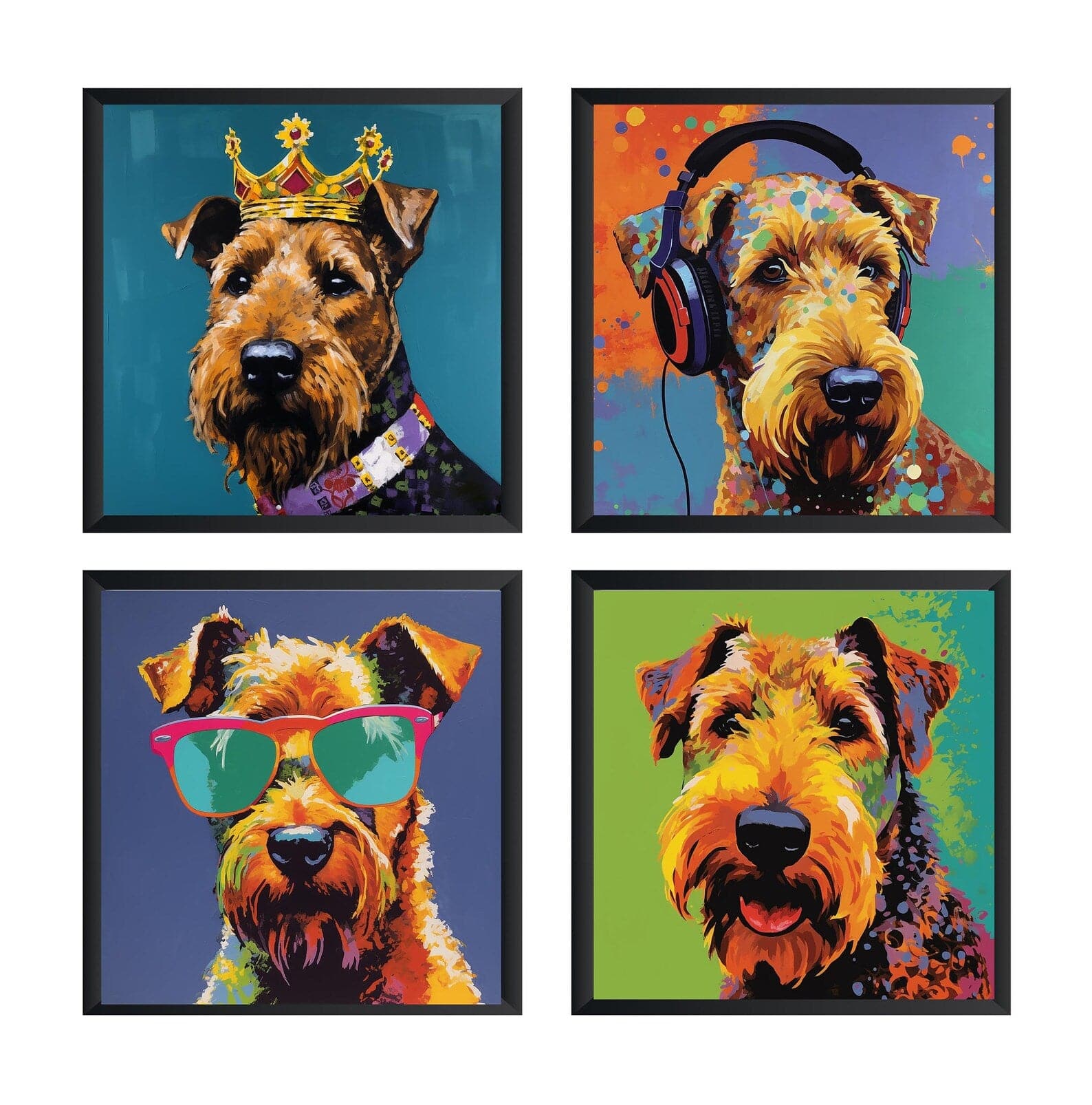 Pine Stretched  Framed 4 Panels - Welsh Terrier