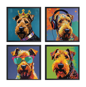 Pine Stretched  Framed 4 Panels - Welsh Terrier