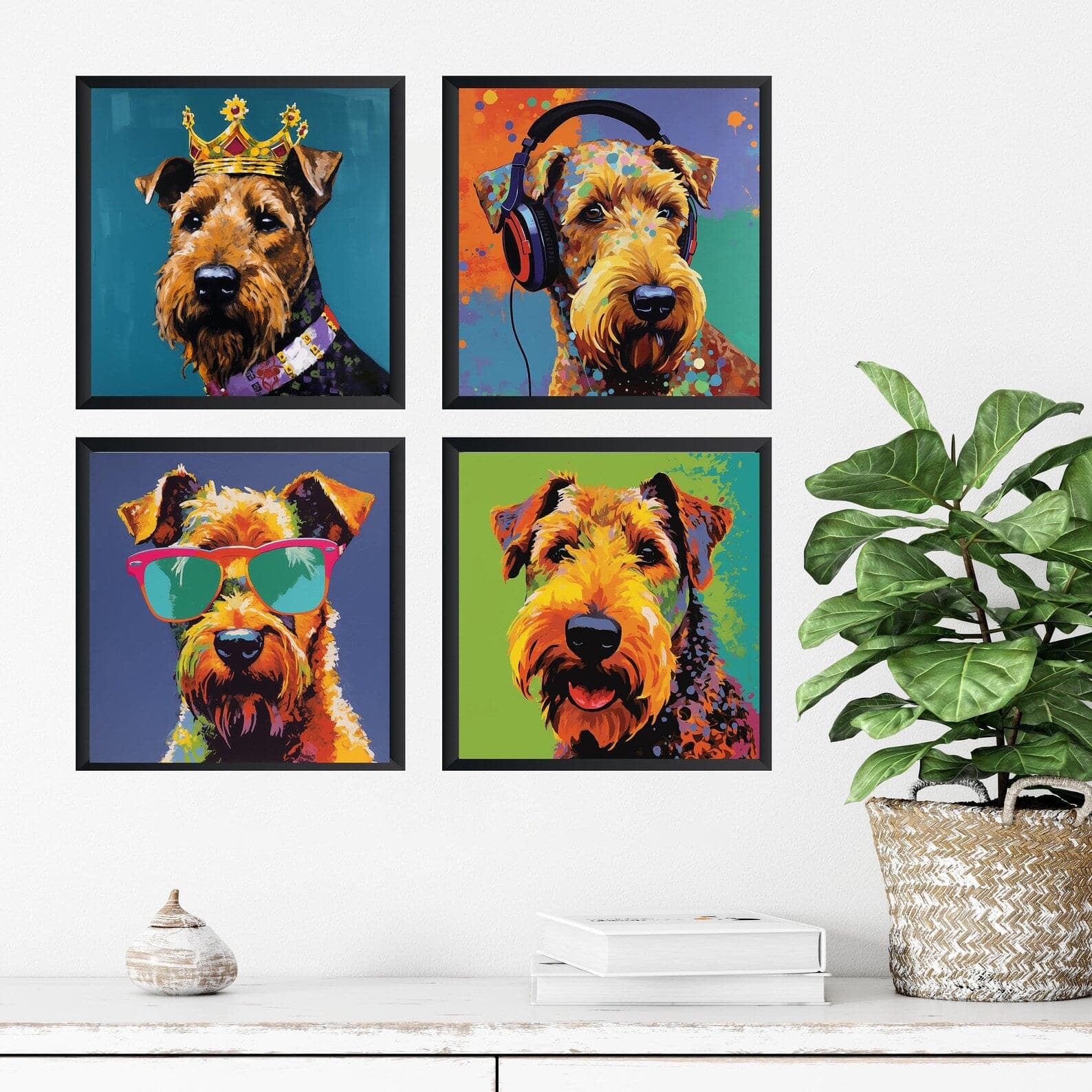 Pine Stretched  Framed 4 Panels - Welsh Terrier
