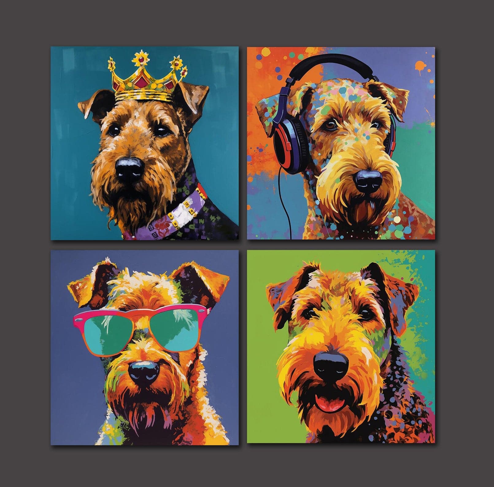 Pine Stretched  Framed 4 Panels - Welsh Terrier