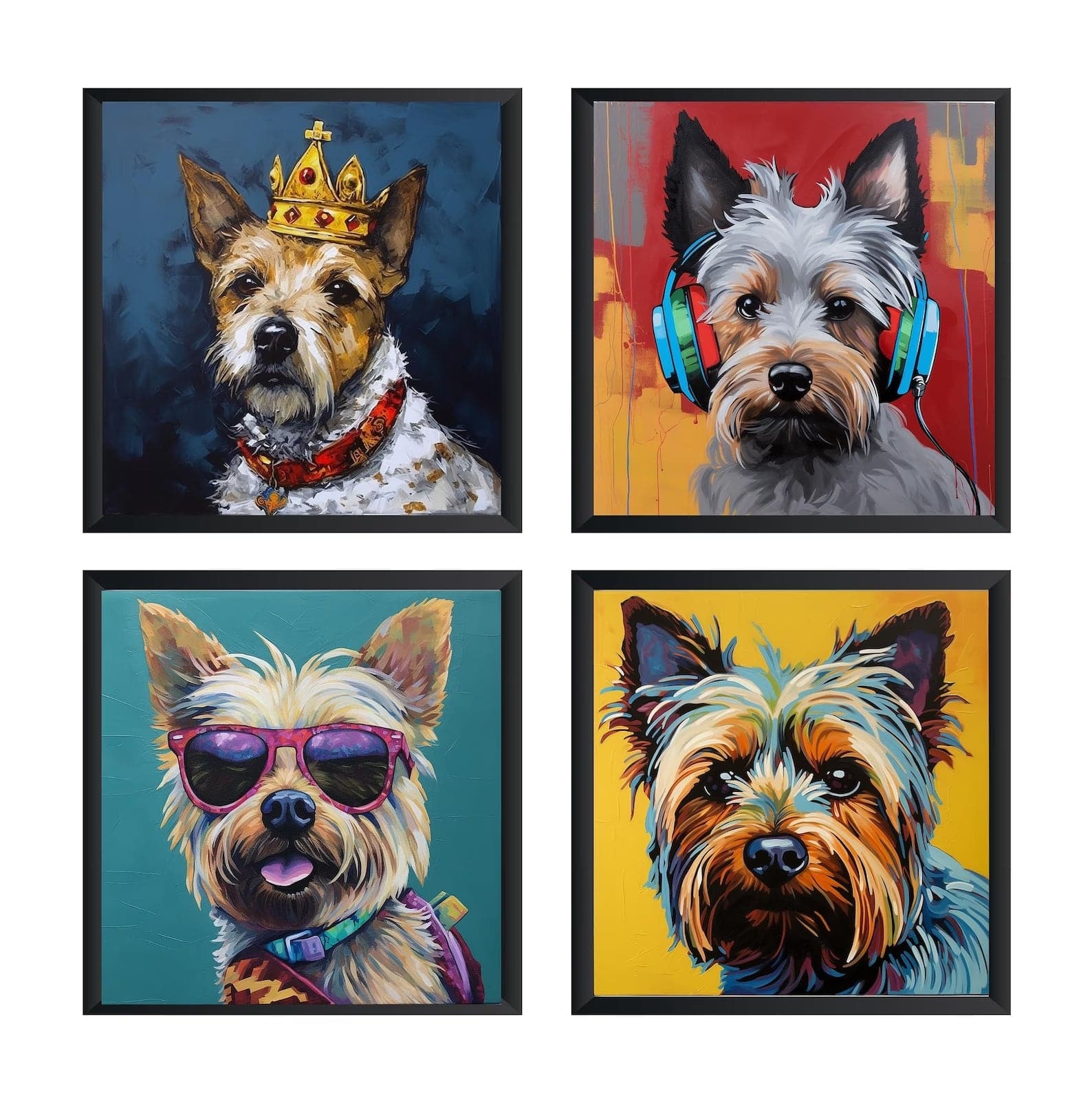 Pine Stretched  Framed 4 Panels - Silky Terrier