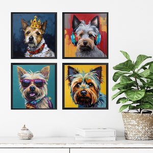 Pine Stretched  Framed 4 Panels - Silky Terrier