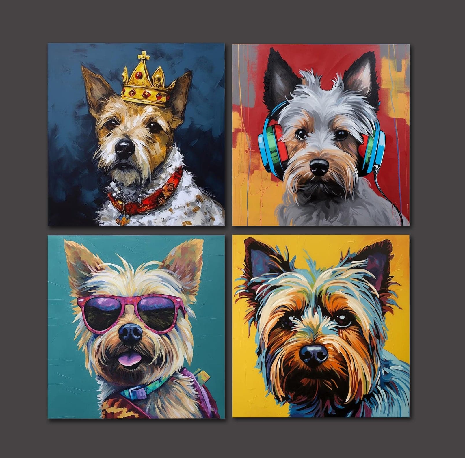 Pine Stretched  Framed 4 Panels - Silky Terrier