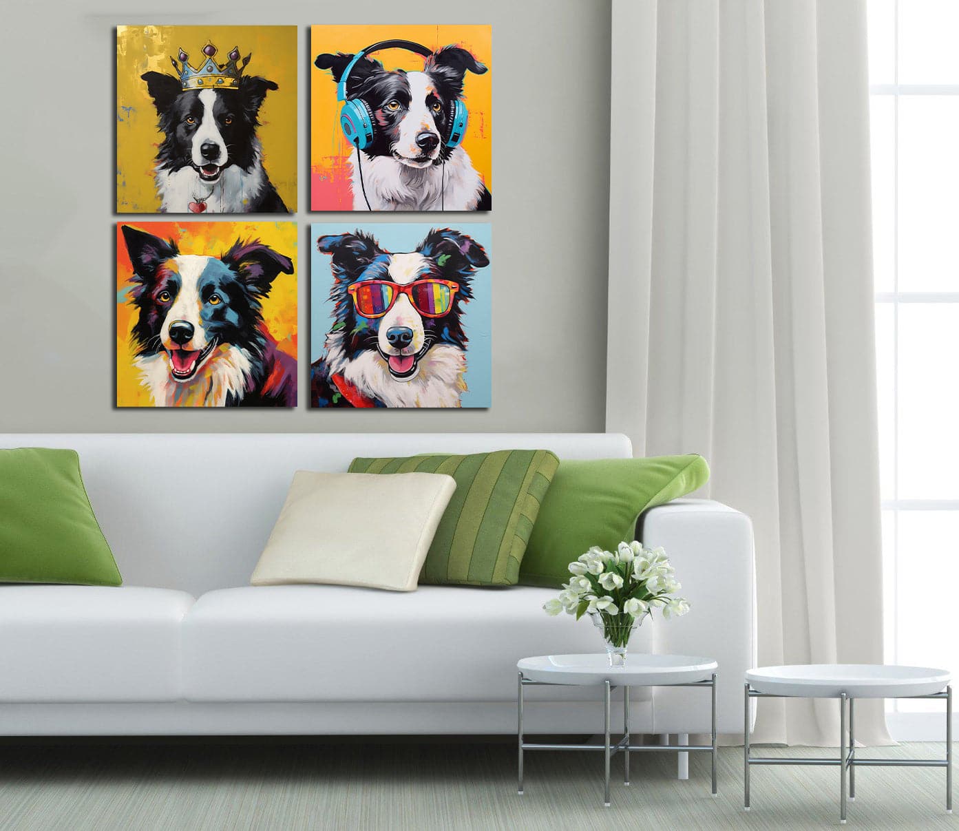 Framed 4 Panels - Border Collie