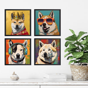 Pine Stretched  Framed 4 Panels - Akita