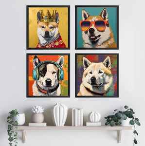 Pine Stretched  Framed 4 Panels - Akita