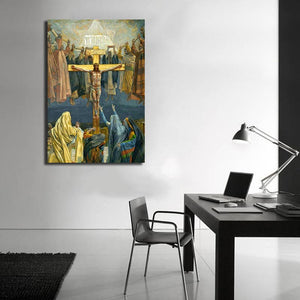 Pine Stretched  Framed 1 Panel - It is Finished Crucifixion