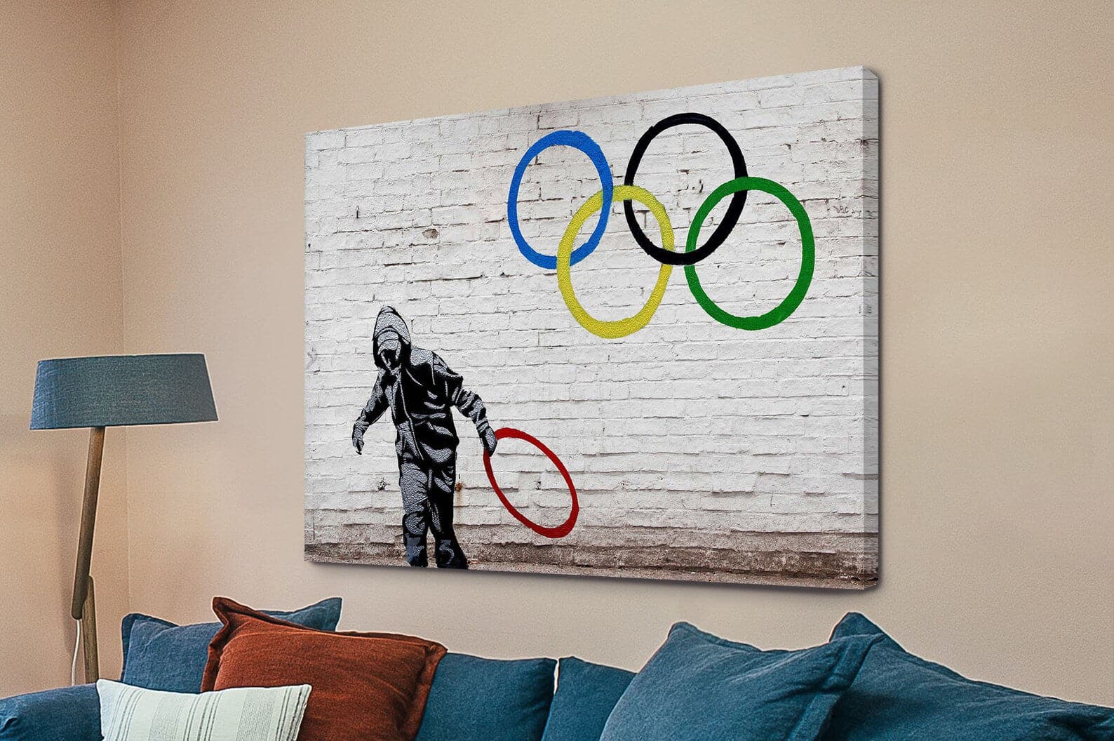 Framed 1 Panel - Banksy - Olympic Rings Looter