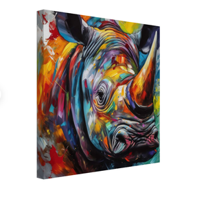 Pine Stretched  Framed 1 Panel - Rhinoceros