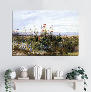 Framed 1 Panel - Wildflowers with a View of Dublin by Andrew Nicholl