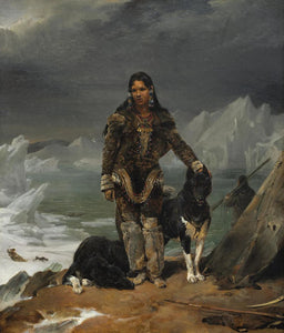 Pine Stretched  Framed 1 Panel - A Woman from the Land of Eskimos (1826) by Leon Cogniet