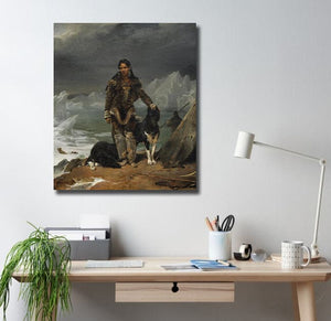 Pine Stretched  Framed 1 Panel - A Woman from the Land of Eskimos (1826) by Leon Cogniet