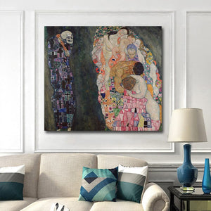 Pine Stretched  Framed 1 Panel - Death and Life (1911) by Gustav Klimt