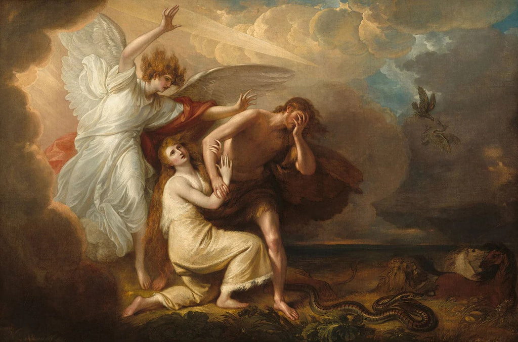 Pine Stretched  Framed 1 Panel - Expulsion of Adam and Eve from Paradise (1791) by Benjamin West