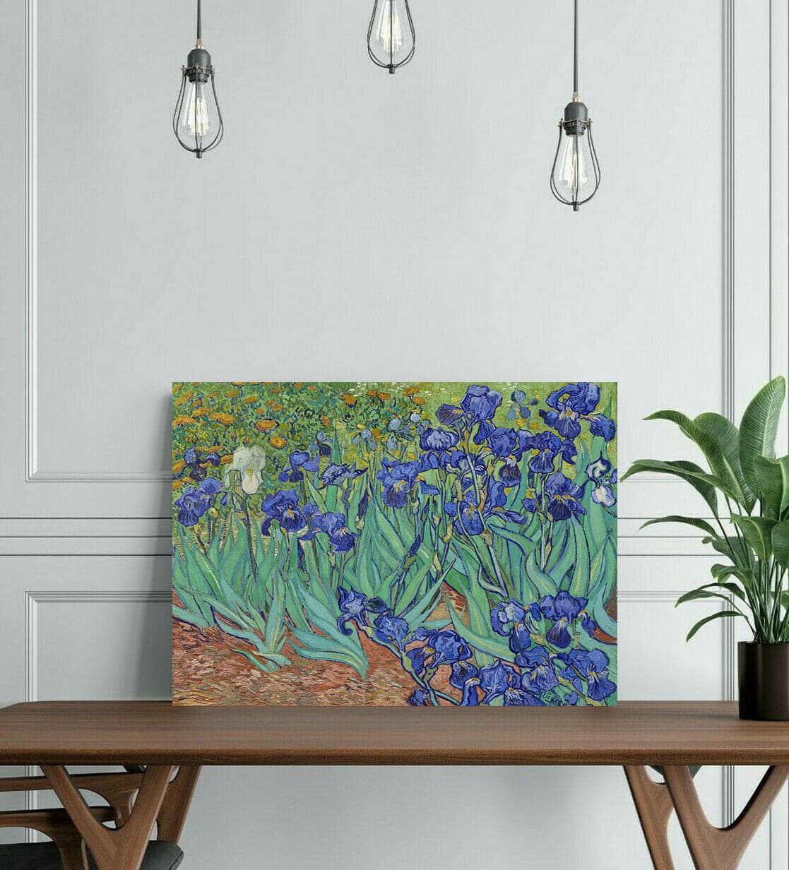 Pine Stretched  Framed 1 Panel - Irises (1889) by Vincent Van Gogh