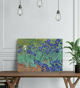 Pine Stretched  Framed 1 Panel - Irises (1889) by Vincent Van Gogh
