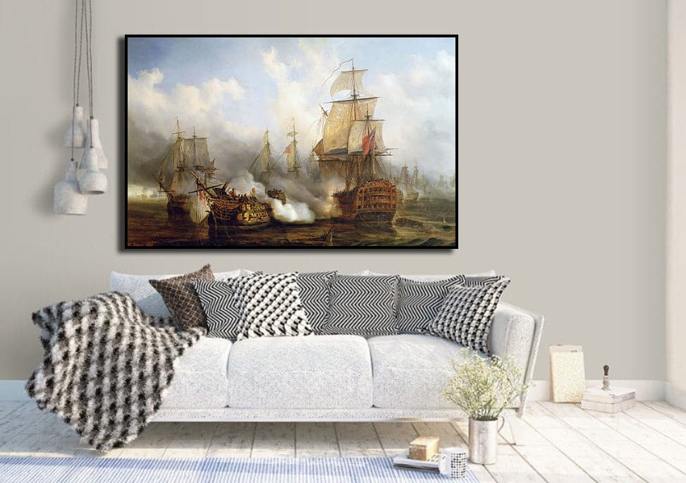 Pine Stretched  Framed 1 Panel - The Redoutable at Trafalgar, 21st October 1805 by Auguste Etienne Francois Mayer