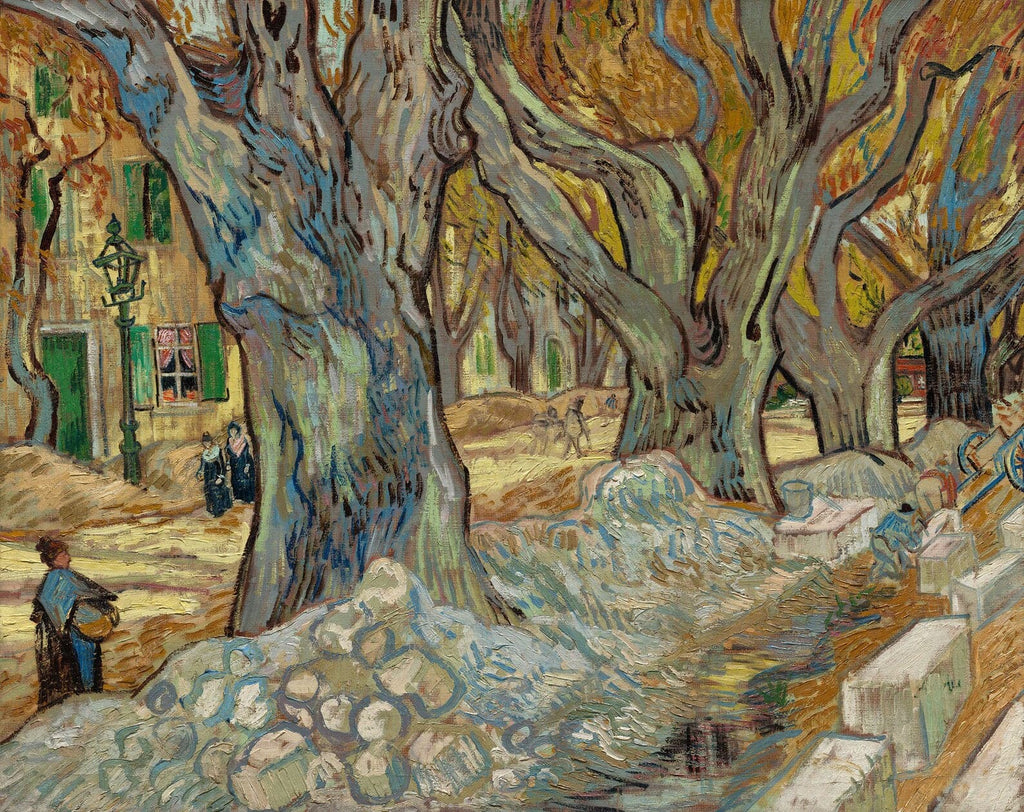 Framed 1 Panel - The Large Plane Trees (Road Menders at Saint-Remy) (1889) by Vincent van Gogh