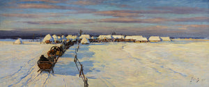 Pine Stretched  Framed 1 Panel - Road to the Village (1916) by Julian Falat