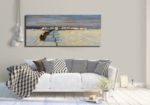 Pine Stretched  Framed 1 Panel - Road to the Village (1916) by Julian Falat