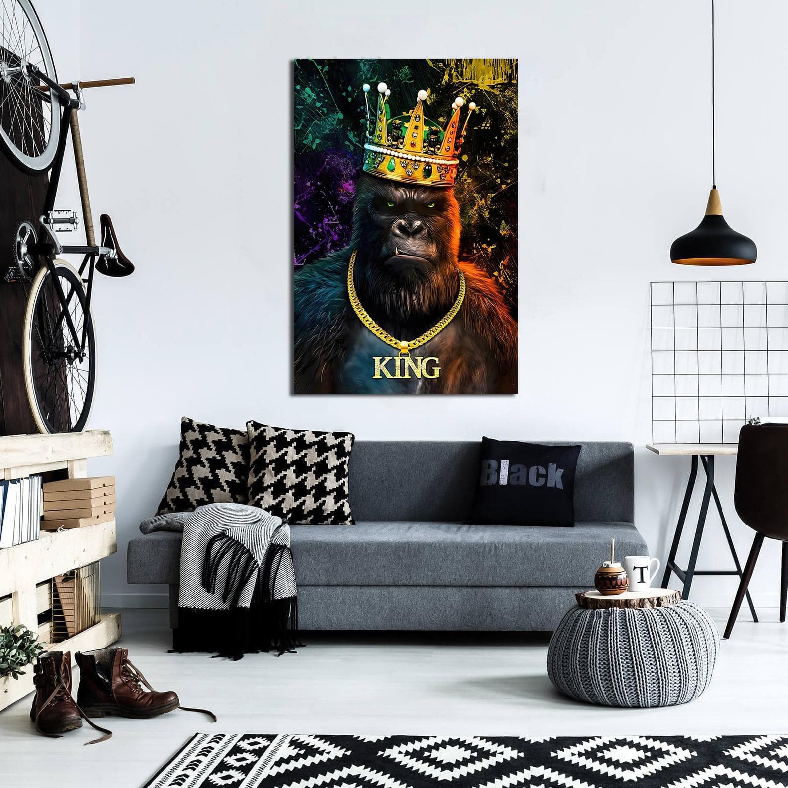 Pine Stretched  Framed 1 Panel - King