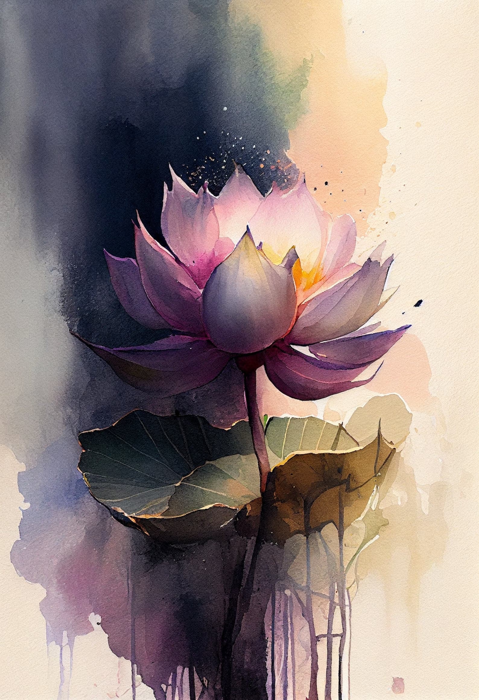 Pine Stretched  Framed 1 Panel - Purple Lotus