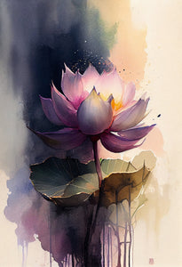 Pine Stretched  Framed 1 Panel - Purple Lotus