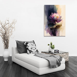 Pine Stretched  Framed 1 Panel - Purple Lotus