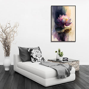 Pine Stretched  Framed 1 Panel - Purple Lotus
