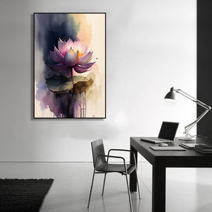 Pine Stretched  Framed 1 Panel - Purple Lotus
